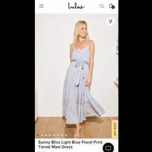 Lulu’s Sunny Bliss Light Blue Floral Print Tiered Maxi Dress